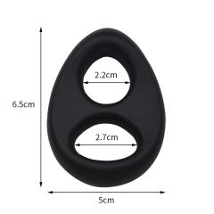 2.68'' Black Oval Double Silicone Cock Ring – Medical-Grade and Flexible Fit