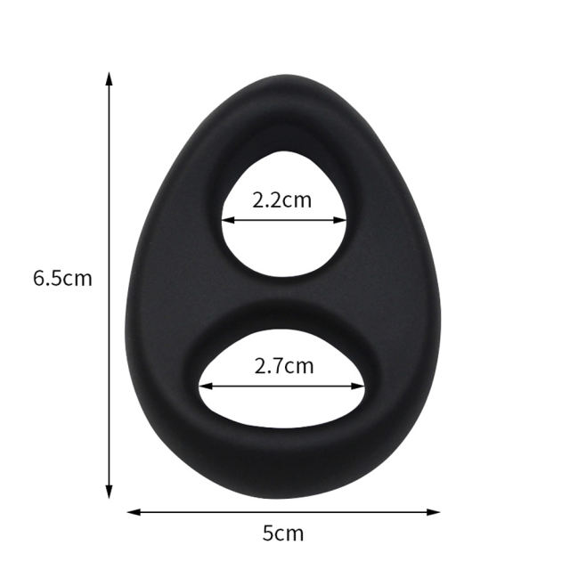 2.68'' Black Oval Double Silicone Cock Ring – Medical-Grade and Flexible Fit