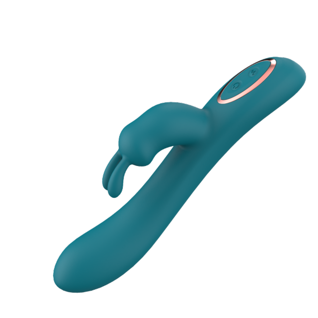 8.35'' Teal Silicone Rabbit Vibrator – 10 Vibration Modes, Dual Motors, USB Rechargeable, Waterproof