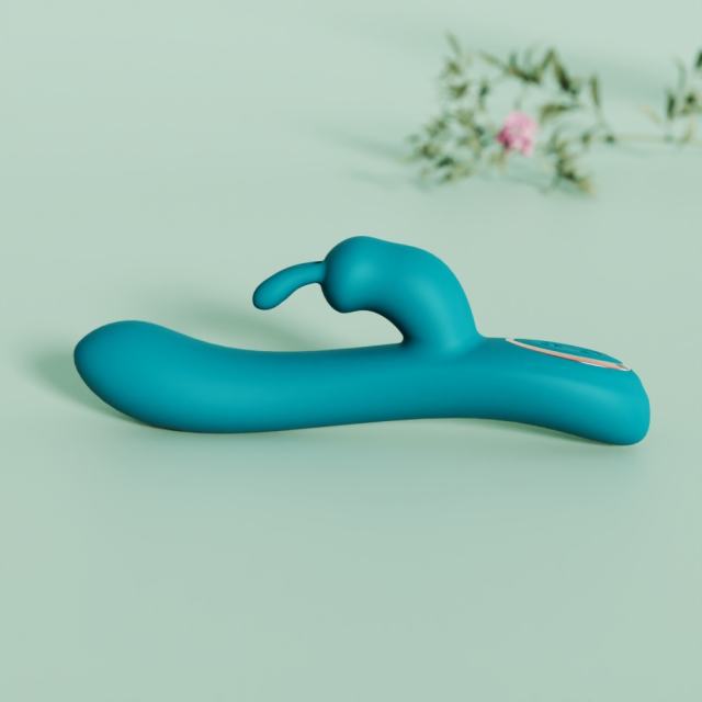8.35'' Teal Silicone Rabbit Vibrator – 10 Vibration Modes, Dual Motors, USB Rechargeable, Waterproof