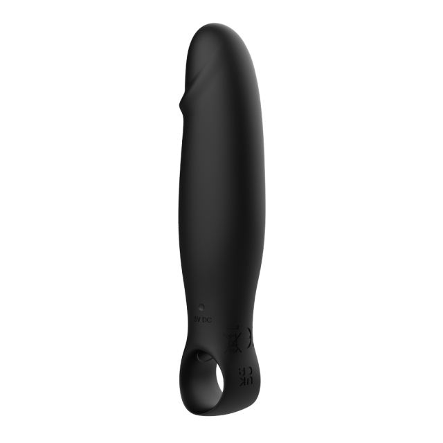 4.61'' Black Silicone Finger-Loop Vibrator – 10 Vibration Modes, Ergonomic Handle, USB Rechargeable, Waterproof