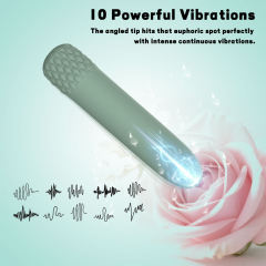 4.85'' Sage Green Full-Silicone Flexible Bullet Vibrator – 10 Vibration Modes, Seamless Design, USB Rechargeable, Waterproof