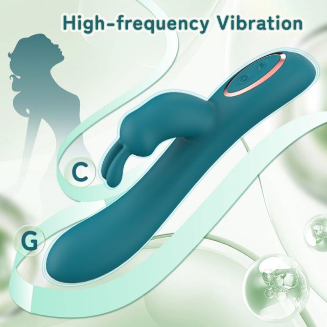 8.35'' Teal Silicone Rabbit Vibrator – 10 Vibration Modes, Dual Motors, USB Rechargeable, Waterproof