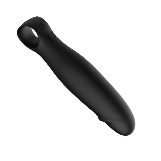 4.61'' Black Silicone Finger-Loop Vibrator – 10 Vibration Modes, Ergonomic Handle, USB Rechargeable, Waterproof