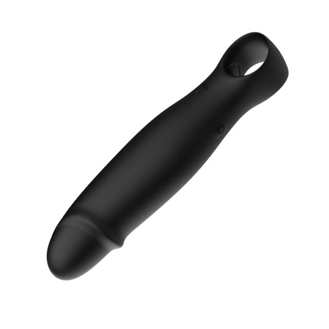 4.61'' Black Silicone Finger-Loop Vibrator – 10 Vibration Modes, Ergonomic Handle, USB Rechargeable, Waterproof