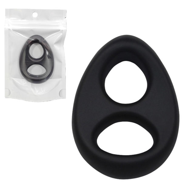 2.68'' Black Oval Double Silicone Cock Ring – Medical-Grade and Flexible Fit