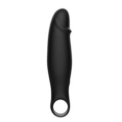 4.61'' Black Silicone Finger-Loop Vibrator – 10 Vibration Modes, Ergonomic Handle, USB Rechargeable, Waterproof