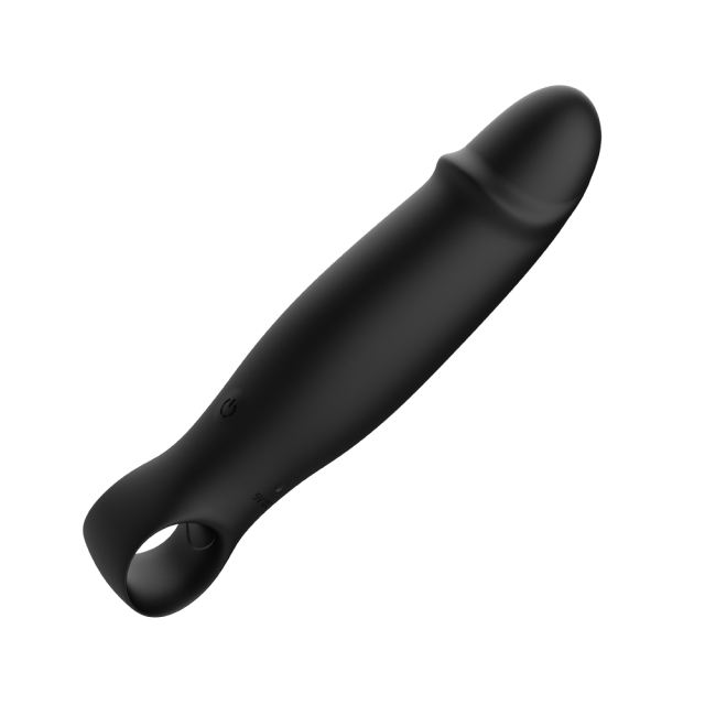 4.61'' Black Silicone Finger-Loop Vibrator – 10 Vibration Modes, Ergonomic Handle, USB Rechargeable, Waterproof