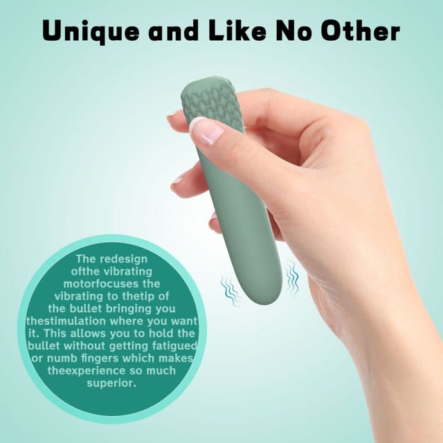4.85'' Sage Green Full-Silicone Flexible Bullet Vibrator – 10 Vibration Modes, Seamless Design, USB Rechargeable, Waterproof
