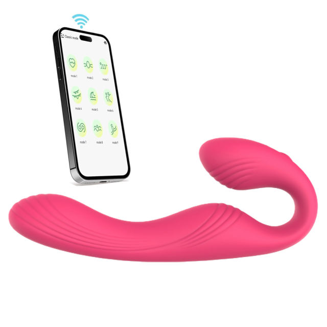 8.27'' Magenta App-Controlled Silicone Double-Ended Vibrator – 9 Vibration Modes, USB-Magnetic Rechargeable, Waterproof