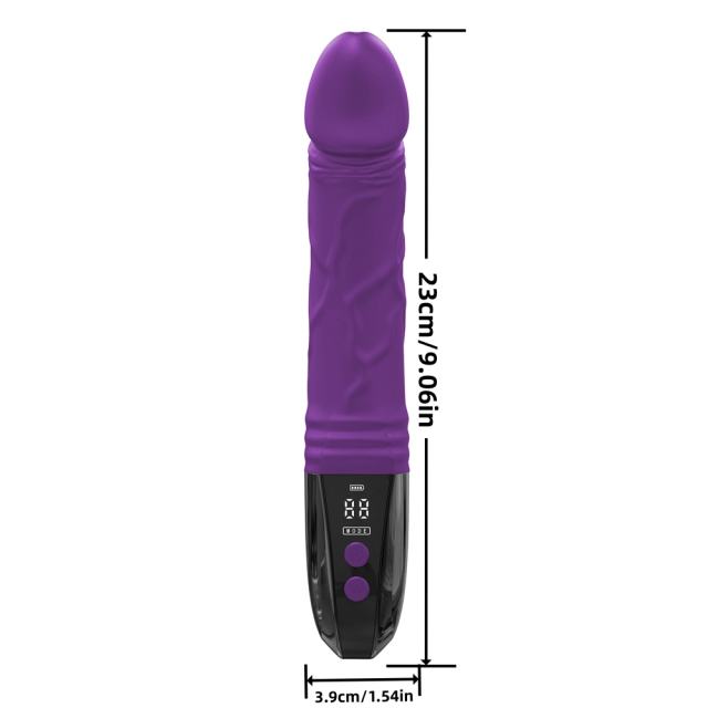 9.06'' Purple Silicone Realistic Vibrator – 12 Vibration Modes, LED Display, USB-Magnetic Rechargeable, Waterproof