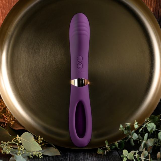 8.79 Inch 10-Mode Waterproof Rechargeable Purple Silicone Vibrator with Flapping Arm and Dual Stimulation