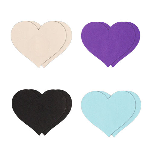 8-Piece Multicolor Heart Nipple Pasties Set – Reusable, Self-Adhesive, Waterproof Polyester