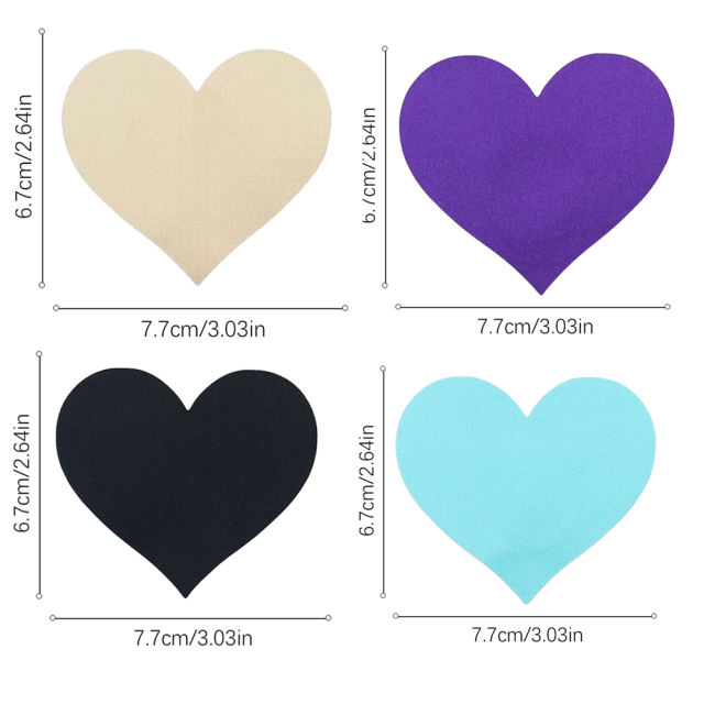 8-Piece Multicolor Heart Nipple Pasties Set – Reusable, Self-Adhesive, Waterproof Polyester