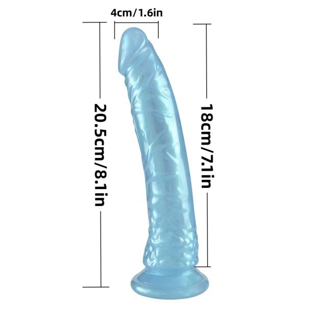 8.08'' Pearl Blue Realistic Dildo with Suction Cup – Strap-On Compatible