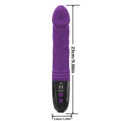 Customizable  9.06'' Purple Silicone Realistic Vibrator – 12 Vibration Modes, LED Display, USB-Magnetic Rechargeable, Waterproof