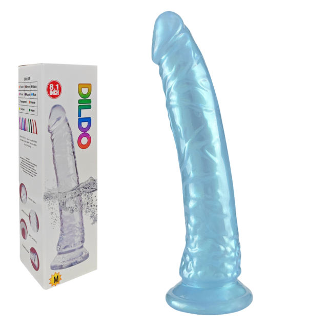 8.08'' Pearl Blue Realistic Dildo with Suction Cup – Strap-On Compatible