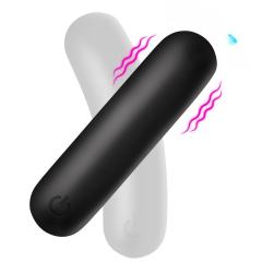3.86'' Black Full-Silicone Flexible Bullet Vibrator – 10 Vibration Modes, Magnetic USB Rechargeable, Waterproof