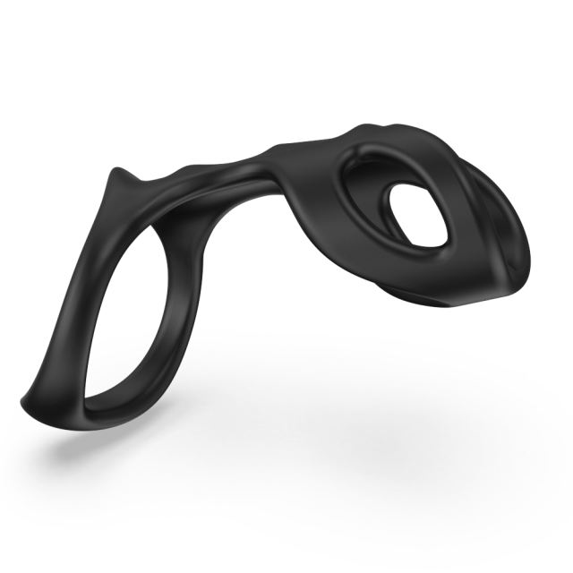 4.14'' Black Dual Loop Silicone Cock Ring with Retail Box Packaging