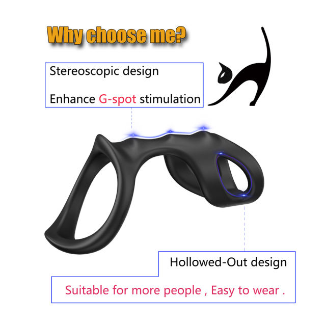 4.14'' Black Dual Loop Silicone Cock Ring with Retail Box Packaging