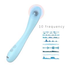 7.88 Inch 10-Mode Waterproof Rechargeable Silicone Blue Dual-Ended Vibrator with Heating