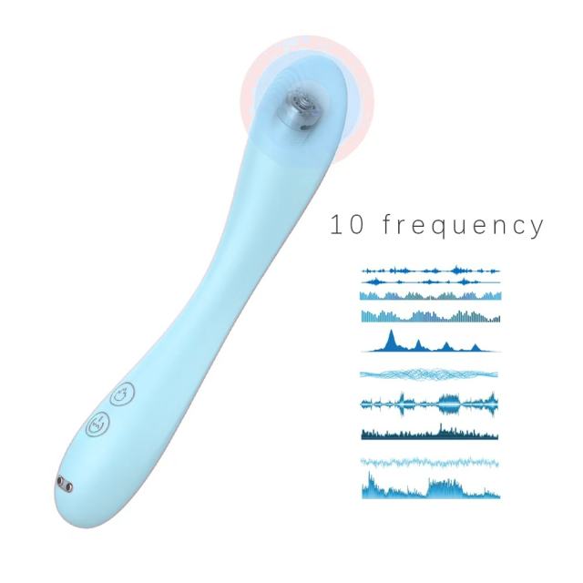 7.88 Inch 10-Mode Waterproof Rechargeable Silicone Blue Dual-Ended Vibrator with Heating