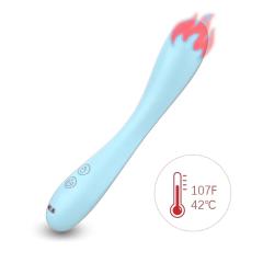 7.88 Inch 10-Mode Waterproof Rechargeable Silicone Blue Dual-Ended Vibrator with Heating