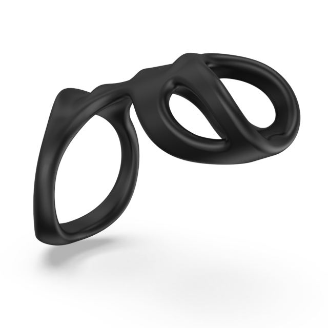 4.14'' Black Dual Loop Silicone Cock Ring with Retail Box Packaging