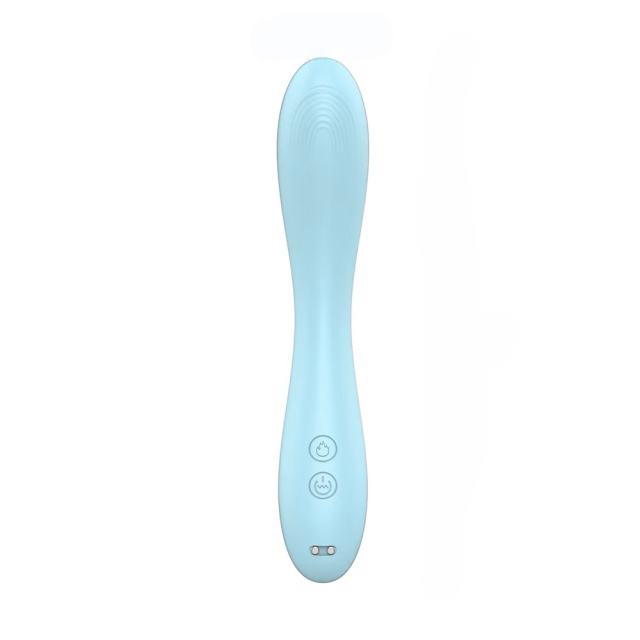 7.88 Inch 10-Mode Waterproof Rechargeable Silicone Blue Dual-Ended Vibrator with Heating