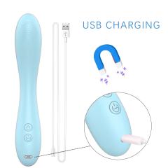 7.88 Inch 10-Mode Waterproof Rechargeable Silicone Blue Dual-Ended Vibrator with Heating