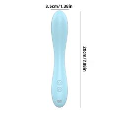 7.88 Inch 10-Mode Waterproof Rechargeable Silicone Blue Dual-Ended Vibrator with Heating