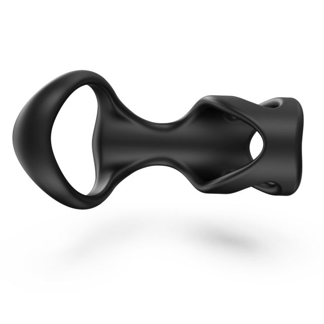 4.14'' Black Dual Loop Silicone Cock Ring with Retail Box Packaging