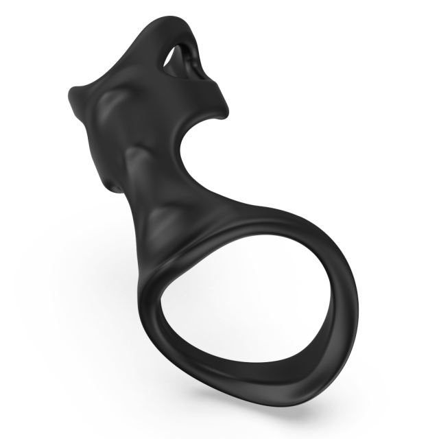 4.14'' Black Dual Loop Silicone Cock Ring with Retail Box Packaging