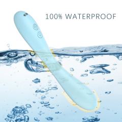 7.88 Inch 10-Mode Waterproof Rechargeable Silicone Blue Dual-Ended Vibrator with Heating