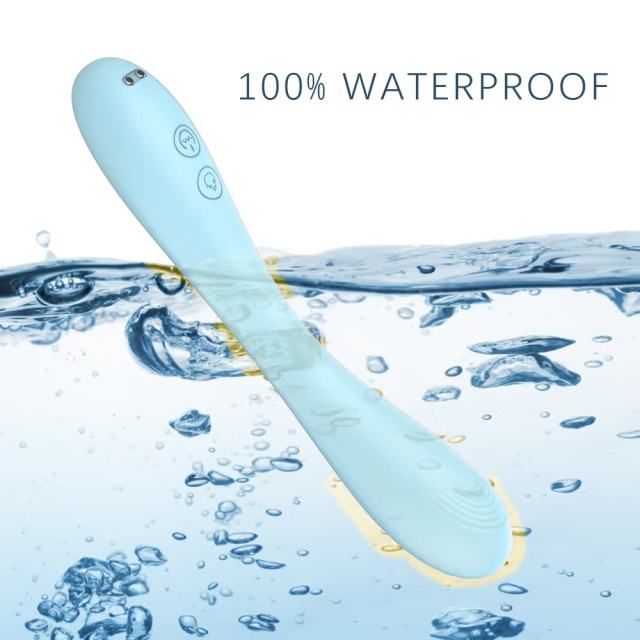 7.88 Inch 10-Mode Waterproof Rechargeable Silicone Blue Dual-Ended Vibrator with Heating