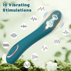 8.35'' Teal Green Curved Silicone Vibrator – 10 Vibration Modes, Plug-In Rechargeable, Waterproof
