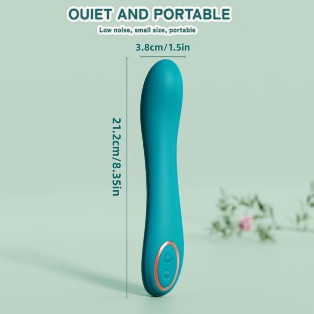8.35'' Teal Green Curved Silicone Vibrator – 10 Vibration Modes, Plug-In Rechargeable, Waterproof