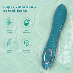 8.35'' Teal Green Curved Silicone Vibrator – 10 Vibration Modes, Plug-In Rechargeable, Waterproof