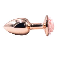 3.07'' Rose Gold Metal Anal Plug with Pink Rose Base