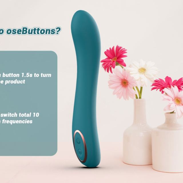 8.35'' Teal Green Curved Silicone Vibrator – 10 Vibration Modes, Plug-In Rechargeable, Waterproof
