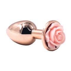 3.07'' Rose Gold Metal Anal Plug with Pink Rose Base