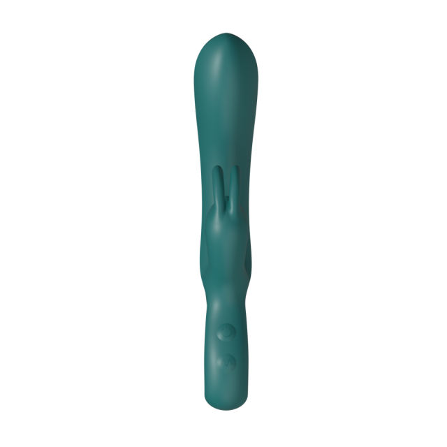 8.27'' Emerald Green Rechargeable Waterproof Dual-Motor Rabbit Vibrator with 10 Vibration Modes and Ergonomic Loop Handle