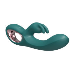 8.27'' Emerald Green Rechargeable Waterproof Dual-Motor Rabbit Vibrator with 10 Vibration Modes and Ergonomic Loop Handle