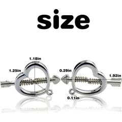Heart & Arrow Nipple Clamps with Red Jingle Bells – Adjustable Screw Pressure and Polished Metal