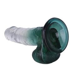 8.27'' Clear-to-Green Crystal Realistic Dildo with Suction Cup