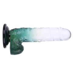 8.27'' Clear-to-Green Crystal Realistic Dildo with Suction Cup