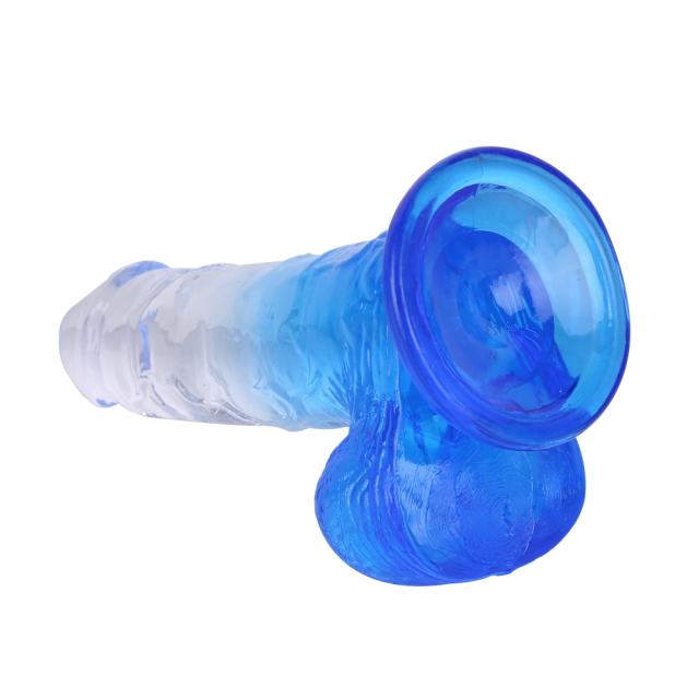 8.27'' Clear-to-Blue Crystal Realistic Dildo with Suction Cup