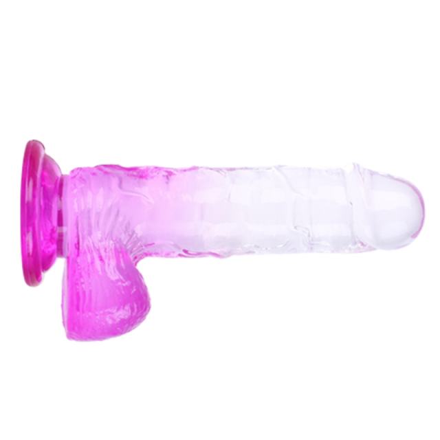 8.27'' Clear-to-Magenta Crystal Realistic Dildo with Suction Cup