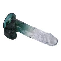 8.27'' Clear-to-Green Crystal Realistic Dildo with Suction Cup