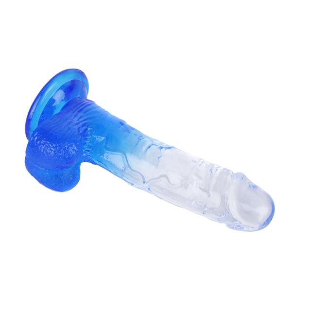 8.27'' Clear-to-Blue Crystal Realistic Dildo with Suction Cup